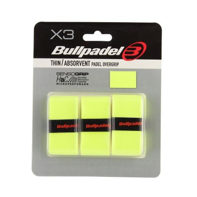 Blister Bullpadel 3 Overgrips GB1705 Senso Perforato Giallo Zolfo Fluor