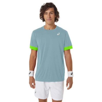 Camiseta Asics Court Azul Lima Electrico