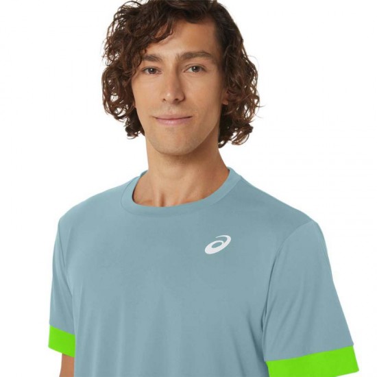 T-Shirt Asics Court Azul Lima Electrico