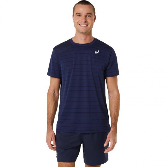 T-shirt Asics Court Stripe Marine Nero