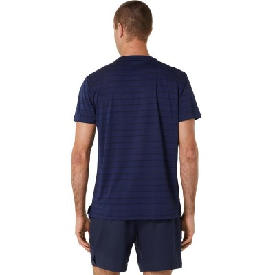 T-shirt Asics Court Stripe Marine Nero