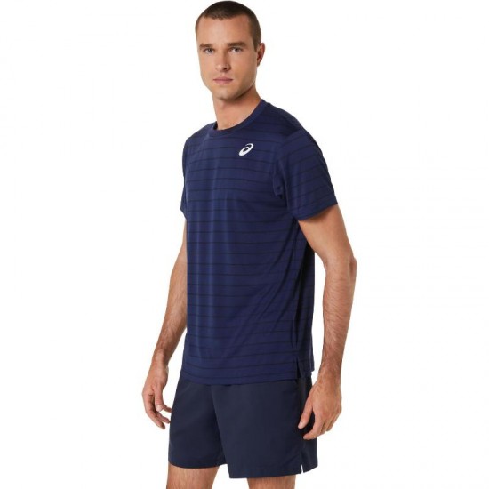 T-shirt Asics Court Stripe Marine Nero