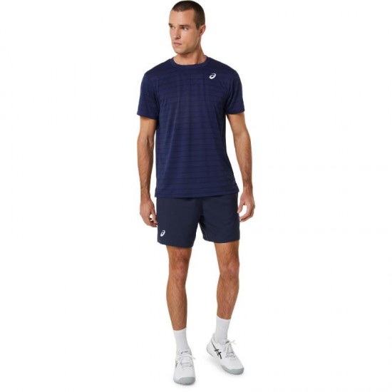 T-shirt Asics Court Stripe Marine Nero