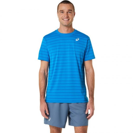 Camiseta Asics Court Listras SS Azul