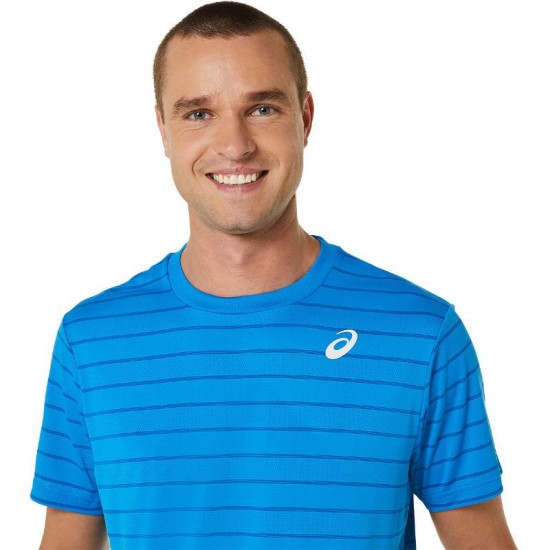 Camiseta Asics Court Listras SS Azul