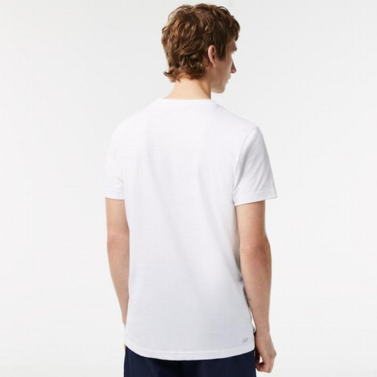 T-shirt Lacoste Sport Brand Contrast Bianco