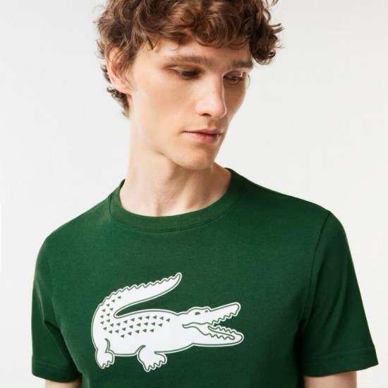 Camiseta Respiravel Lacoste Sport Verde Branco