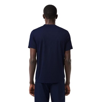 T-shirt Lacoste Ultra Dry bianca blu navy