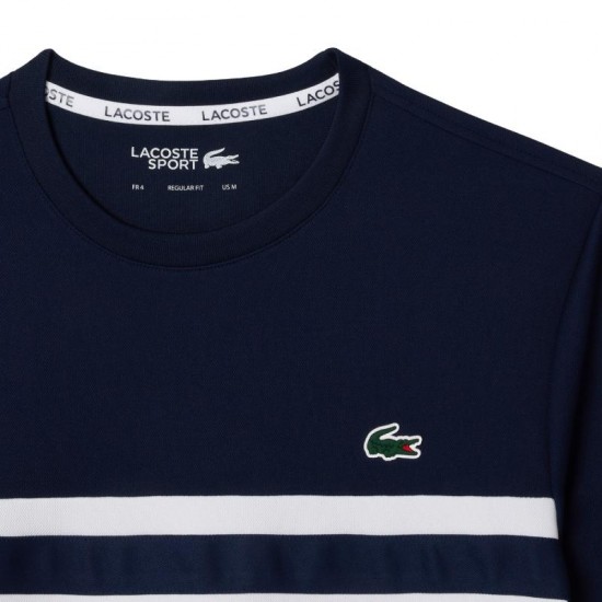 T-shirt Lacoste Ultra Dry bianca blu navy