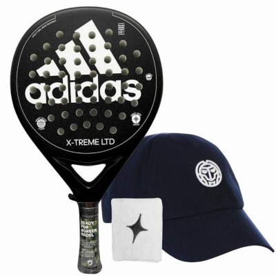 Pack Raquete Adidas X-Treme Preto Branco com Bone e Pulseira