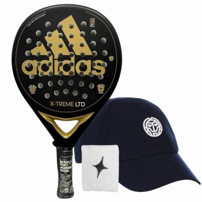 Pack Adidas X-Treme Racchetta Oro Nero con Cappellino e Polsino