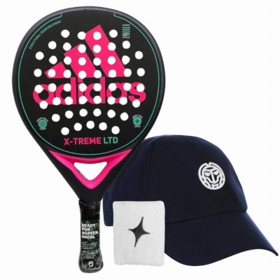 Adidas X-Treme Racchetta Nera Rosa con Cappellino e Polsino