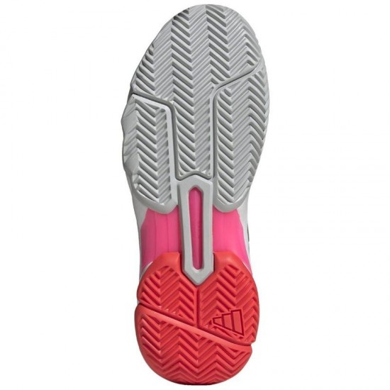 Tenis Adidas CourtJam Control 3 Branco Prata Vermelho Feminino