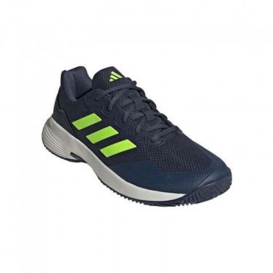 Scarpe Adidas GameCourt 2.0 Blu Scuro Lime Bianca