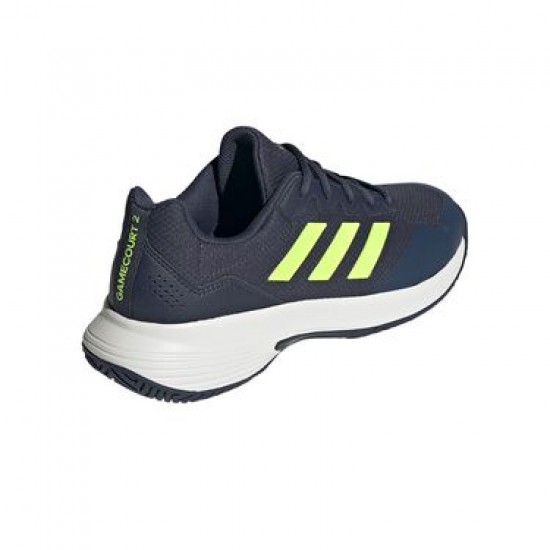 Scarpe Adidas GameCourt 2.0 Blu Scuro Lime Bianca