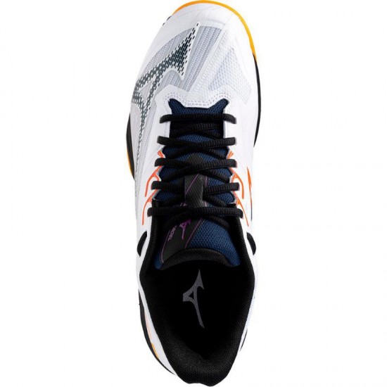 Mizuno Wave Exceed Light 2 Padel Branco Azul Laranja Sapatos