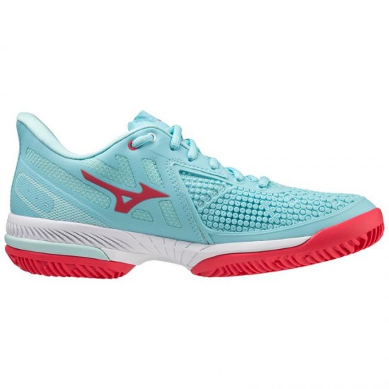 Tenis Mizuno Wave Exceed Tour 5 CC Turquesa Mulheres Brancas