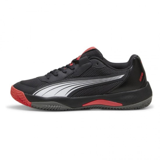 Puma Nova Court Grigio Scuro Nero Rosso Sneakers