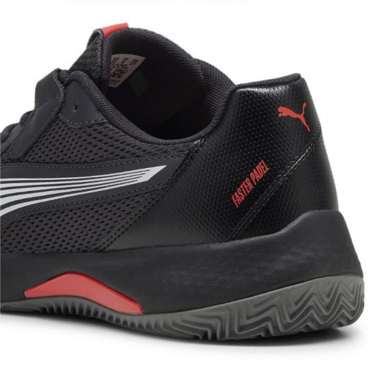 Puma Nova Court Grigio Scuro Nero Rosso Sneakers