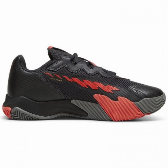 Tenis Puma Nova Elite Cinza Escuro Preto Vermelho